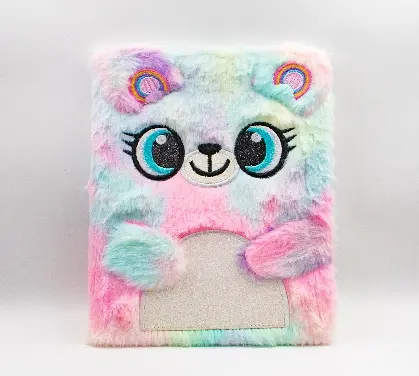 Notebook Ursuleț brodat  cu blană 80 file