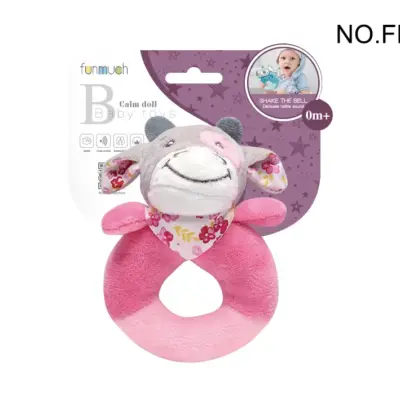 Jucarie de pluș Bebelus inel Vacuta (pink)