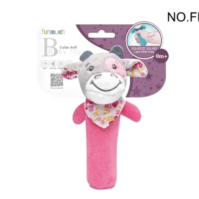 Jucarie de pluș Bebelus baston Vacuta (pink)