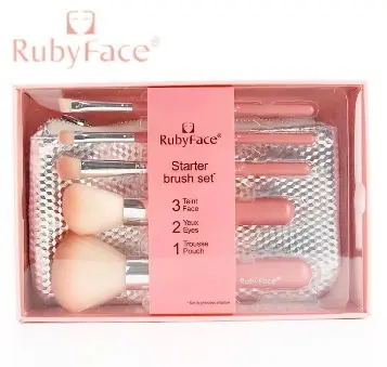 Set pensulă pentru machiaj cu geantă cosmetică (5piese)