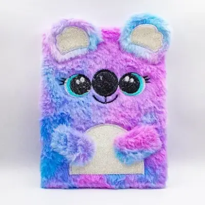 Notebook Cuala (viola) brodat  cu blană 80 file