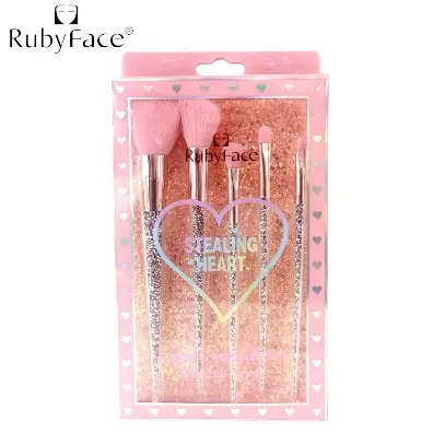 Set pensulă pentru machiaj cu petricele pudră+geantă (5piese)