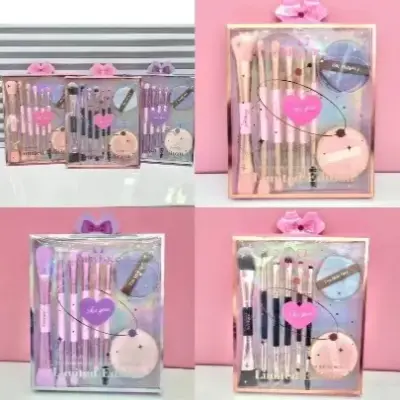 Set pensulă pentru machiaj duble (6+2piese)