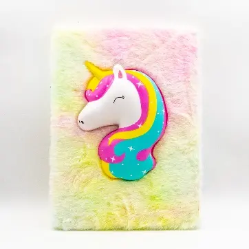Notebook unicorn star squish cu blană 80 file